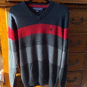 U.S. Polo Assn. V-Neck Sweater - Navy, Red, and Charcoal